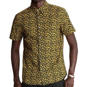 John Varvatos Star USA Men's Short Sleeve Doug Abstract Print Shirt Chartreuse
